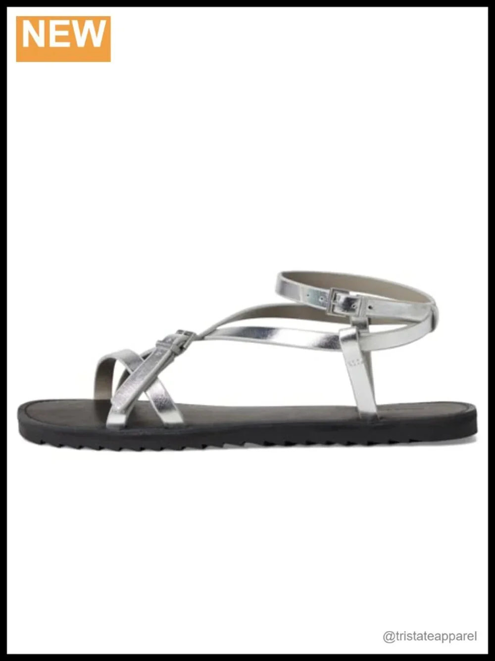 Leather Flat Sandals with Adjustable Buckle Strap